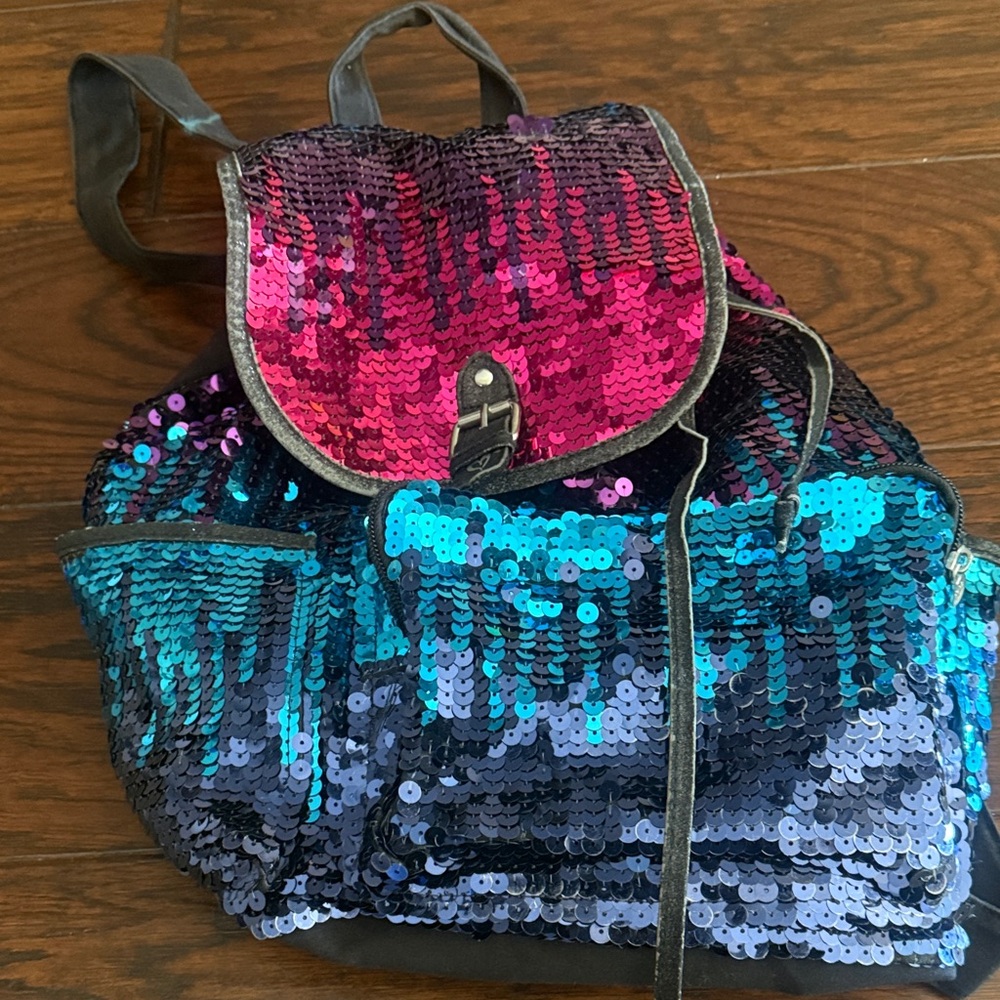 Justice Sequin Backpack with Pink and Blue Hues